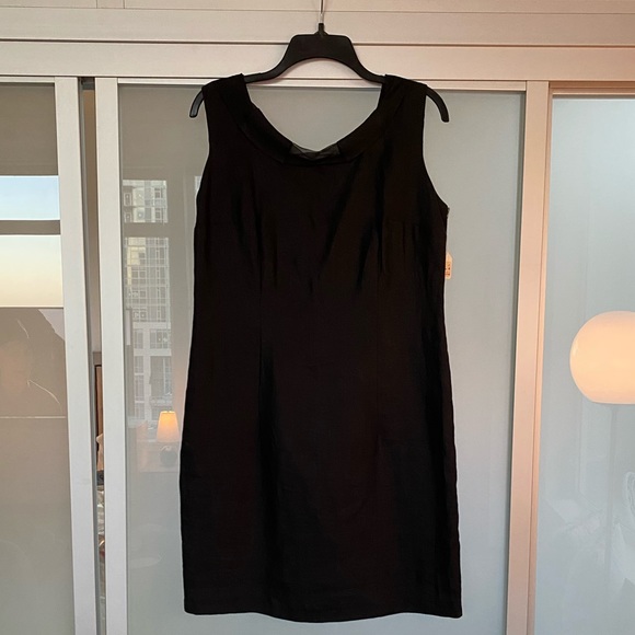 Black 100% Linen Sheath Dress Size 12 - Picture 1 of 6